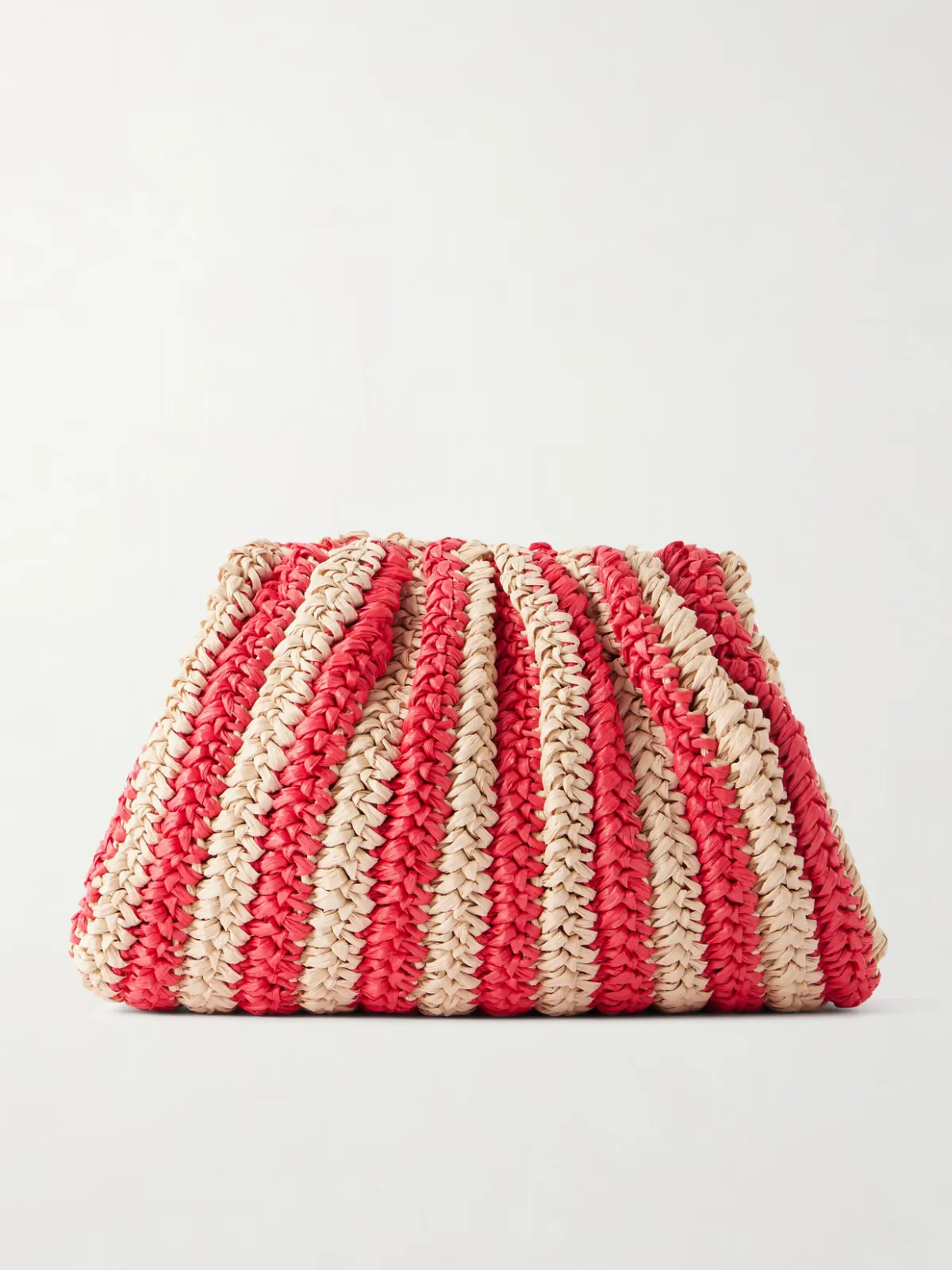- Bailey Striped Crocheted Raffia Clutch -