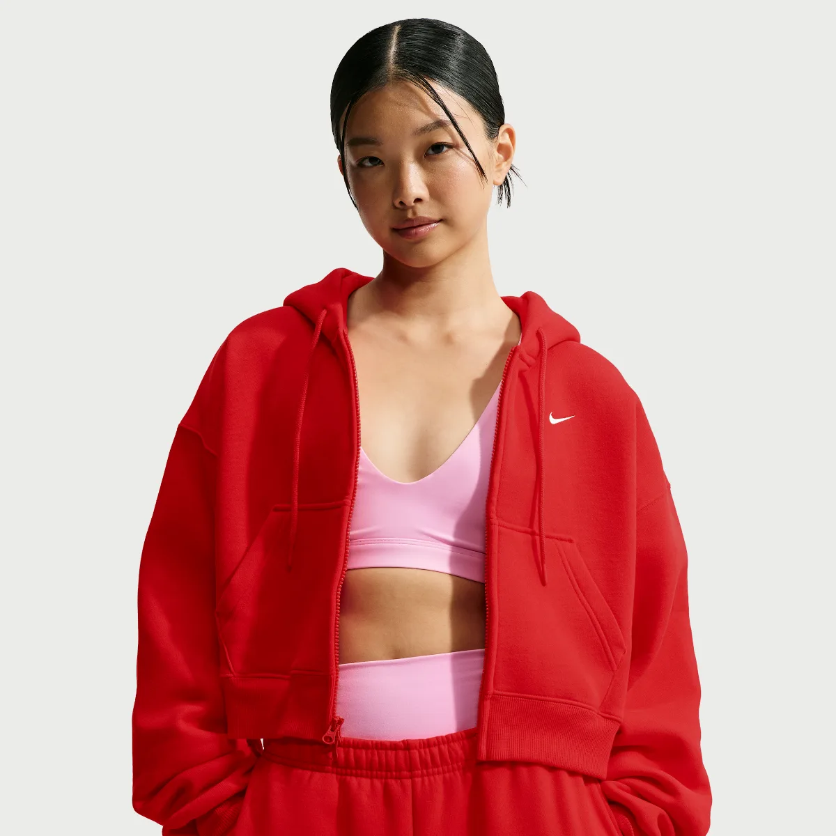 Studio Fleece Weight Oversized Full-Zip Cropped Hoodie by Nike