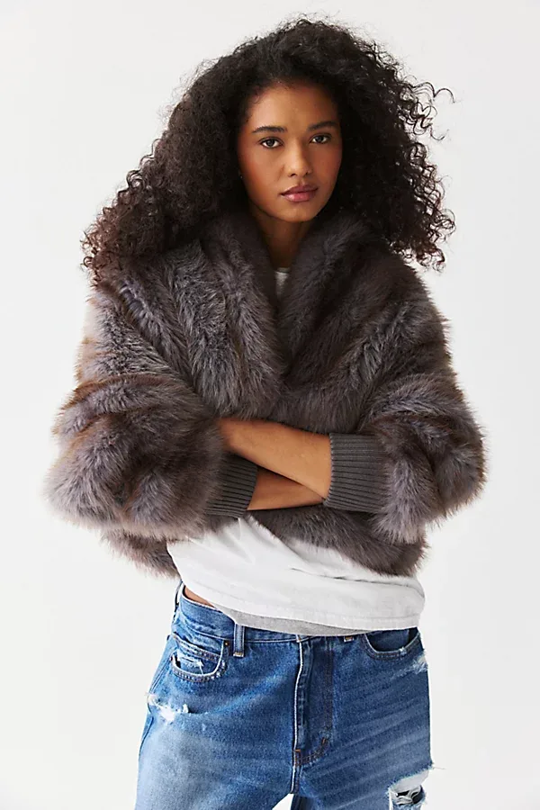 Dusk Oversized Hooded Faux Fur Jacket by Azalea Wang