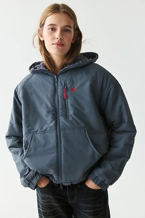 Codi Check Reversible Funnel Neck Windbreaker Jacket by iets frans...