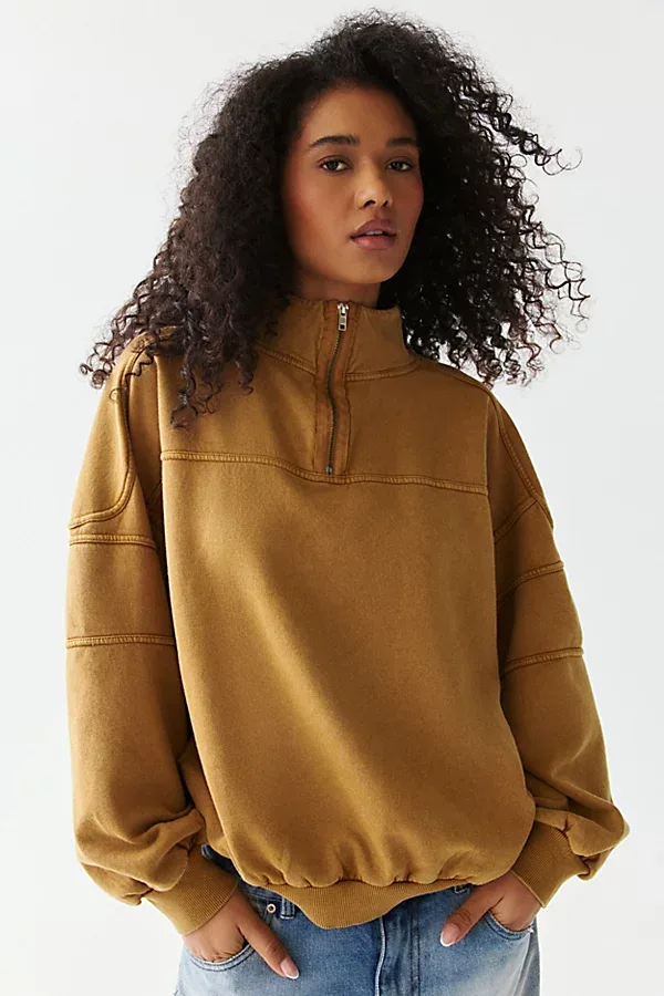 BDG Legacy Vintage Wash Quarter Zip Pullover Top
