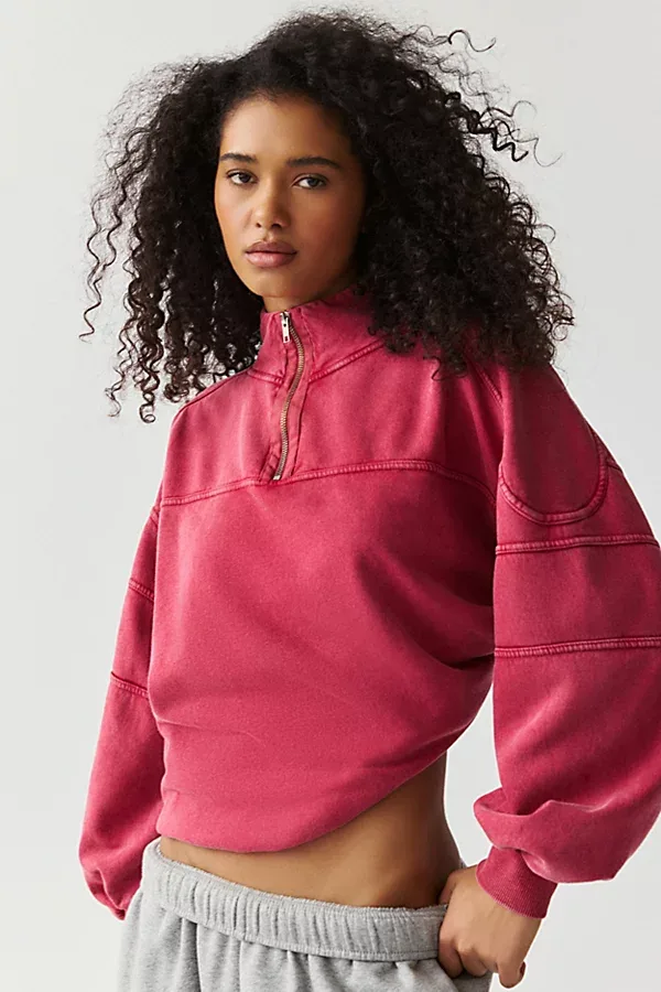BDG Legacy Vintage Wash Quarter Zip Pullover Top