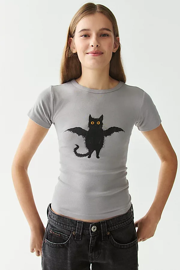 Bat Cat Graphic Cotton Slim Tee by Urban Outfitters