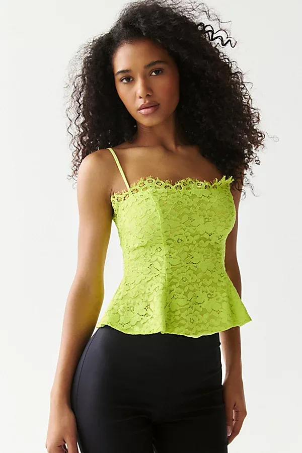 AFRM Ari Peplum Scalloped Lace Camisole by AFRM
