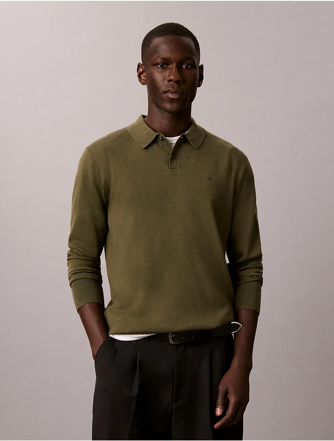 Extra Fine Merino Blend Polo Sweater