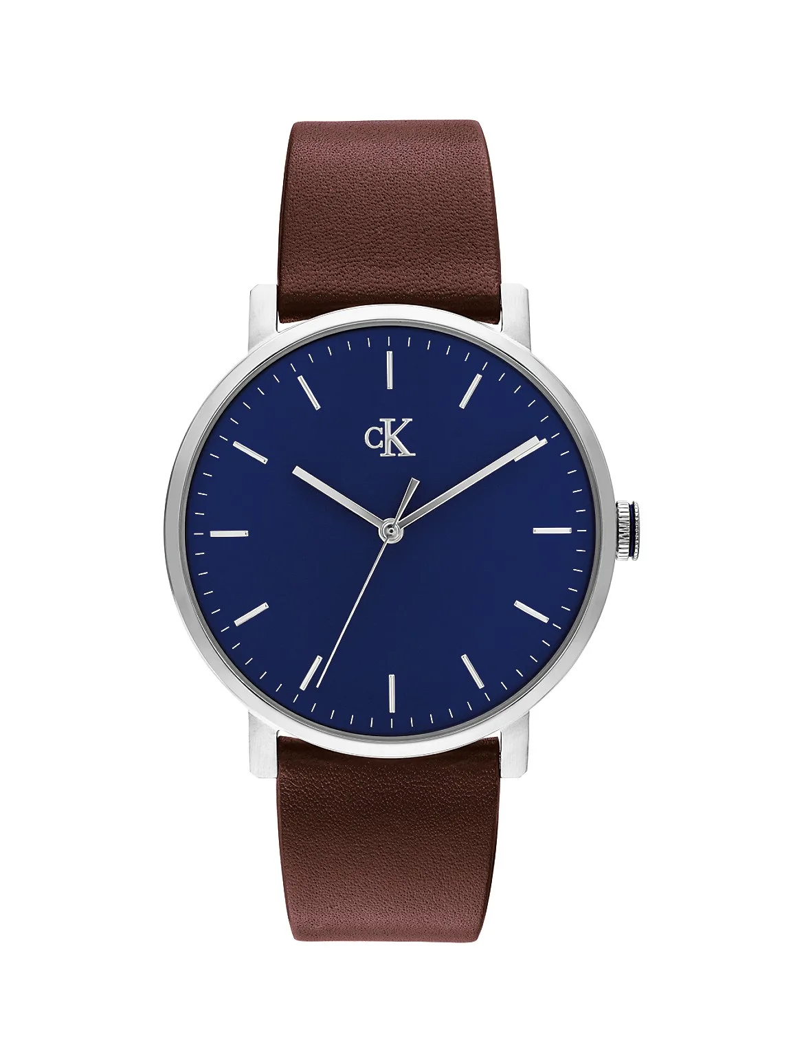 Minimalist Monogram Leather Strap Watch by Calvin Klein