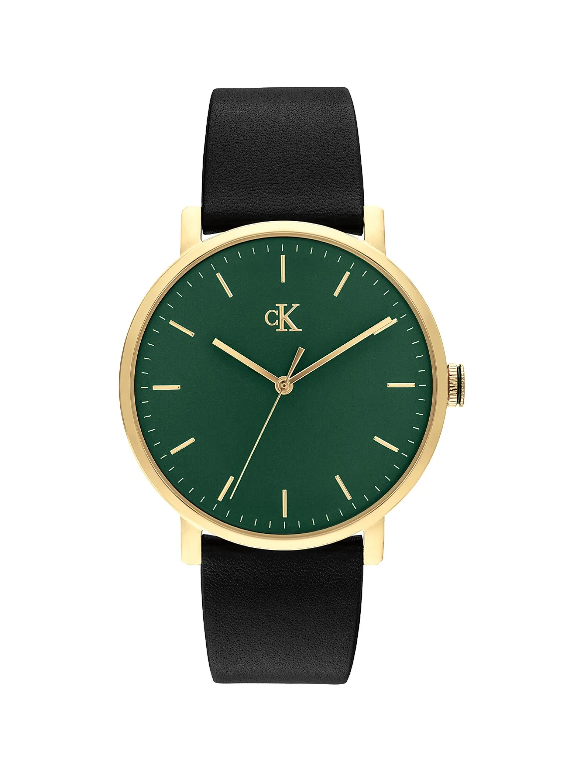 Minimalist Monogram Leather Strap Watch