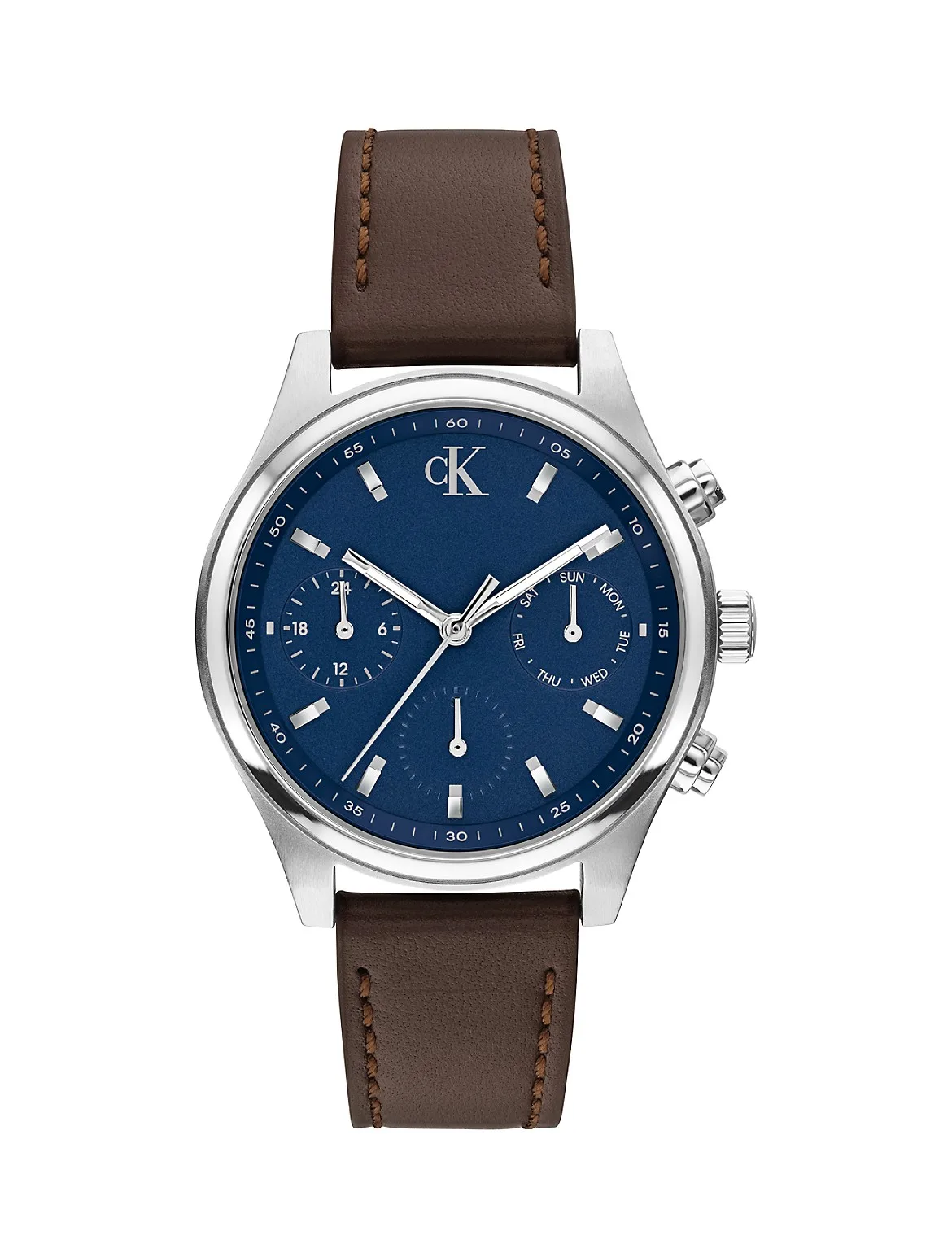 Monogram Chronograph Leather Strap Watch by Calvin Klein