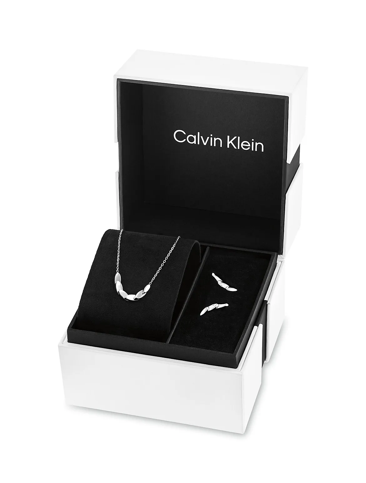 Asymmetric Earrings + Necklace Set by Calvin Klein