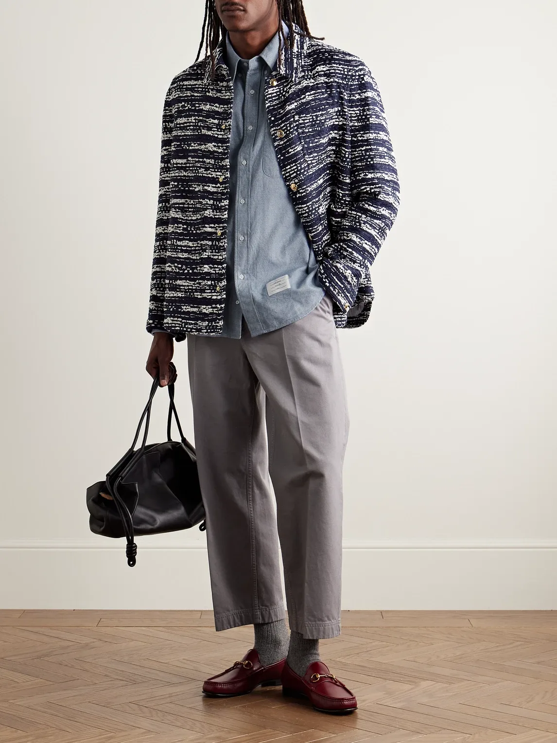 Button-Down Collar Striped Cotton-Flannel Shirt