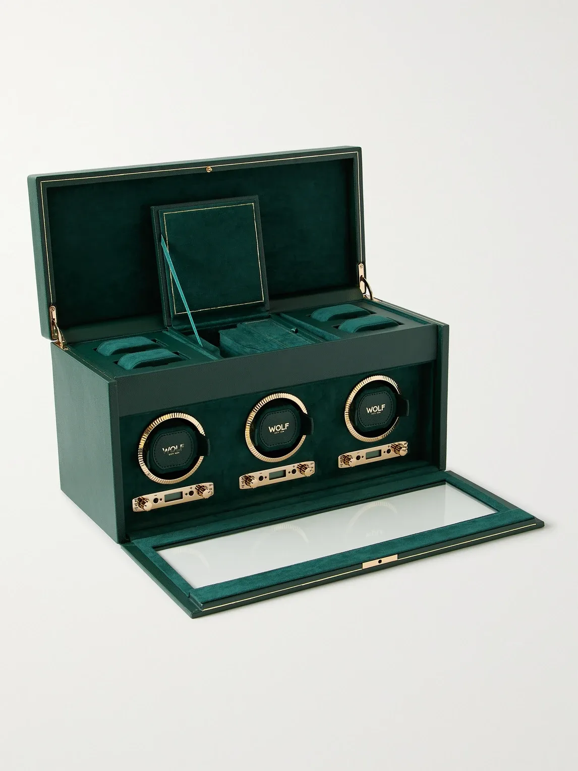 Pebble-Grain Vegan Leather Triple Watch Winder by Wolf