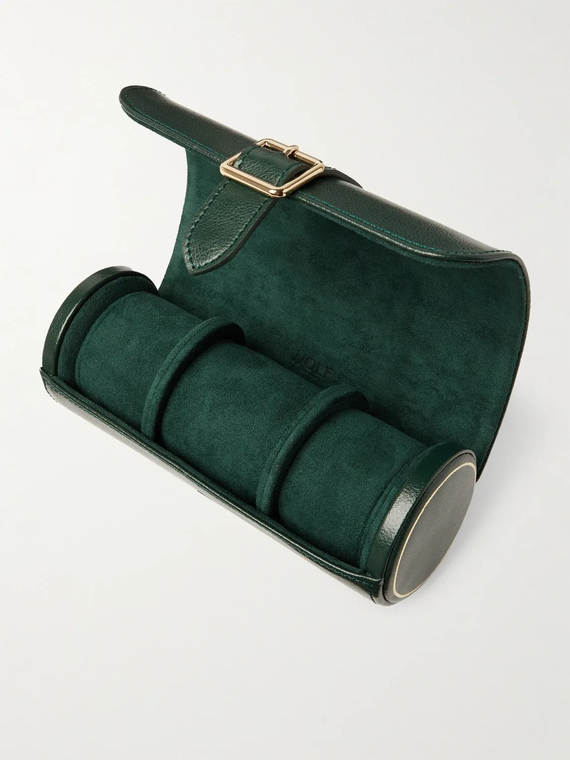 British Racing Pebble-Grain Leather Watch Roll by Wolf