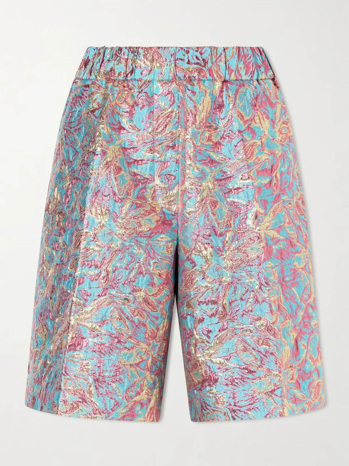 - Printed Cotton-blend Jacquard Shorts -