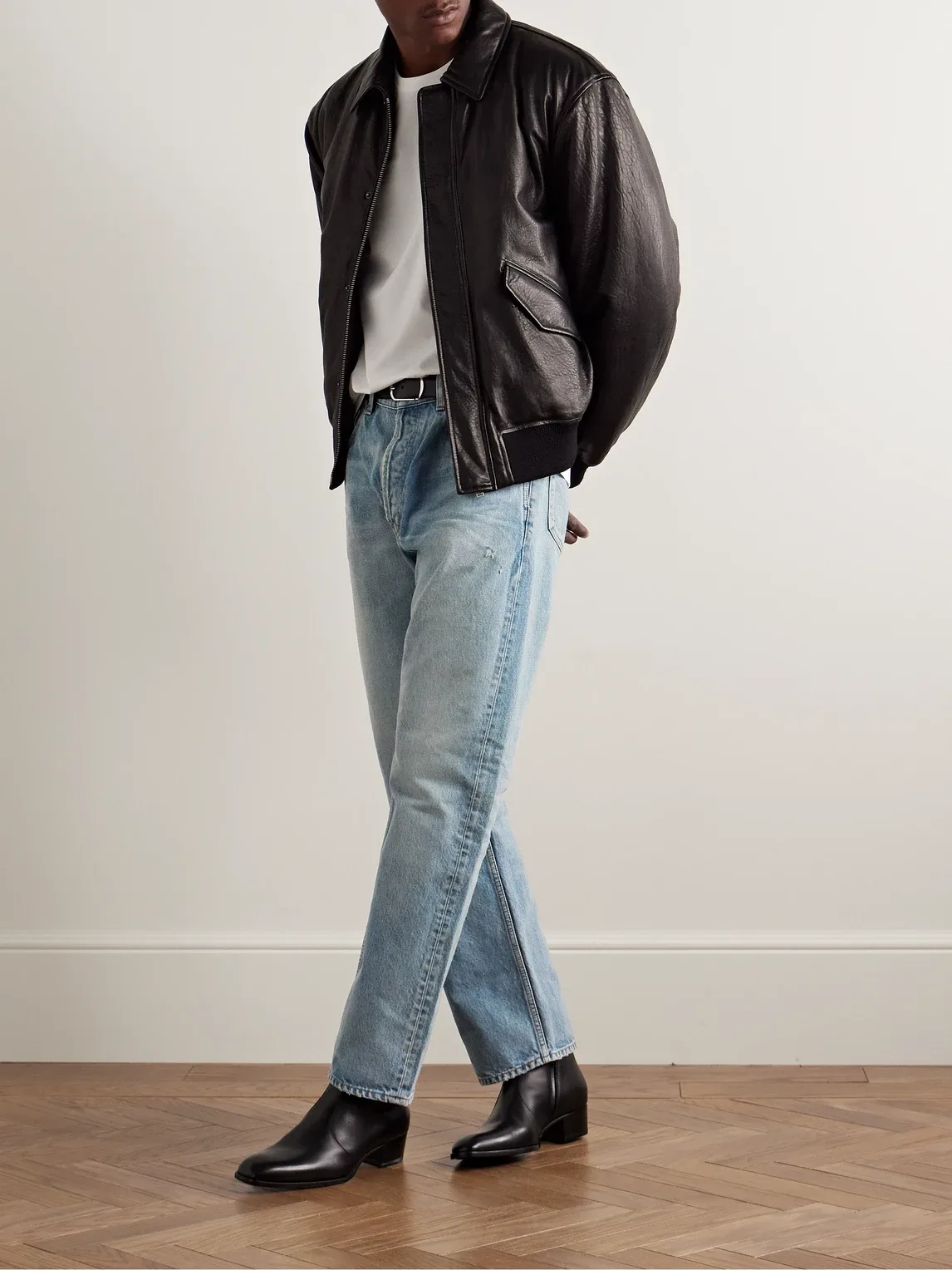 Straight-Leg Distressed Jeans by Saint Laurent