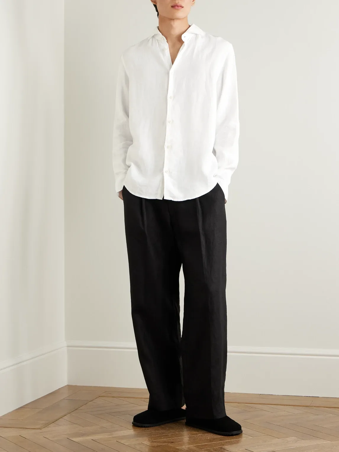 Kay 1454 Straight-Leg Pleated Linen Trousers by Nn07