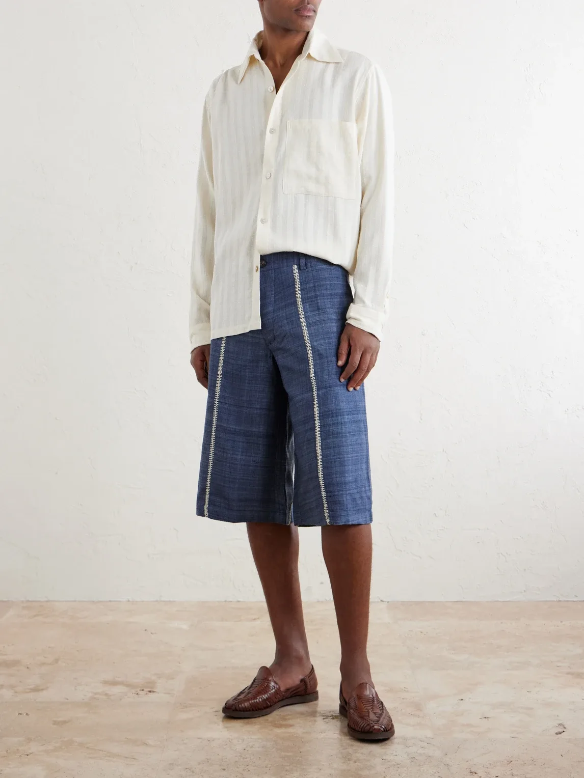Rabari Straight-Leg Embroidered Silk Shorts by Kartik Research
