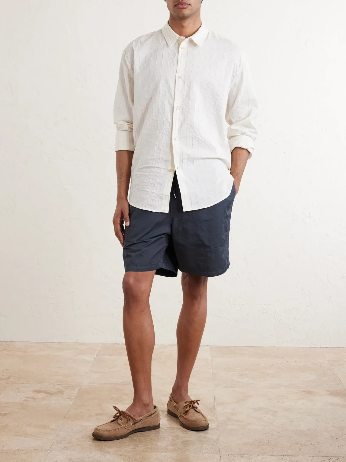 Fulvio Pinstriped Cotton, Silk and Linen-Blend Shirt by A Kind of Guise