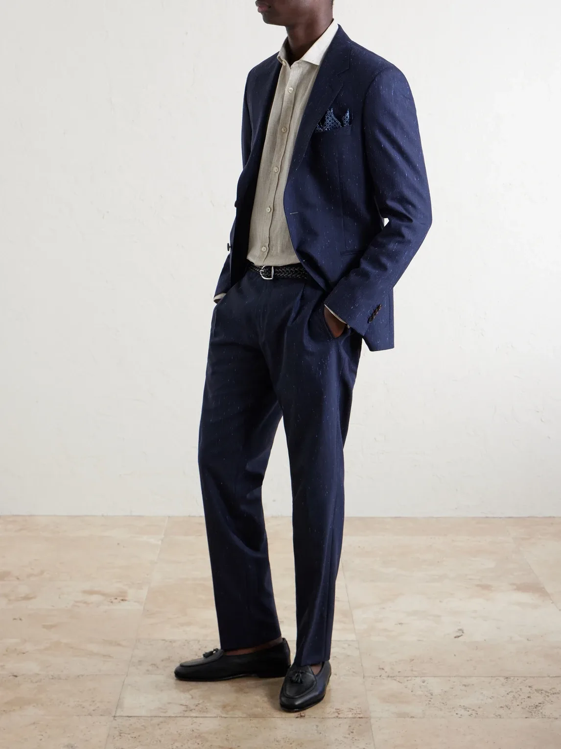 Slim-Fit Pleated Wool and Silk-Blend Dupioni Suit Trousers