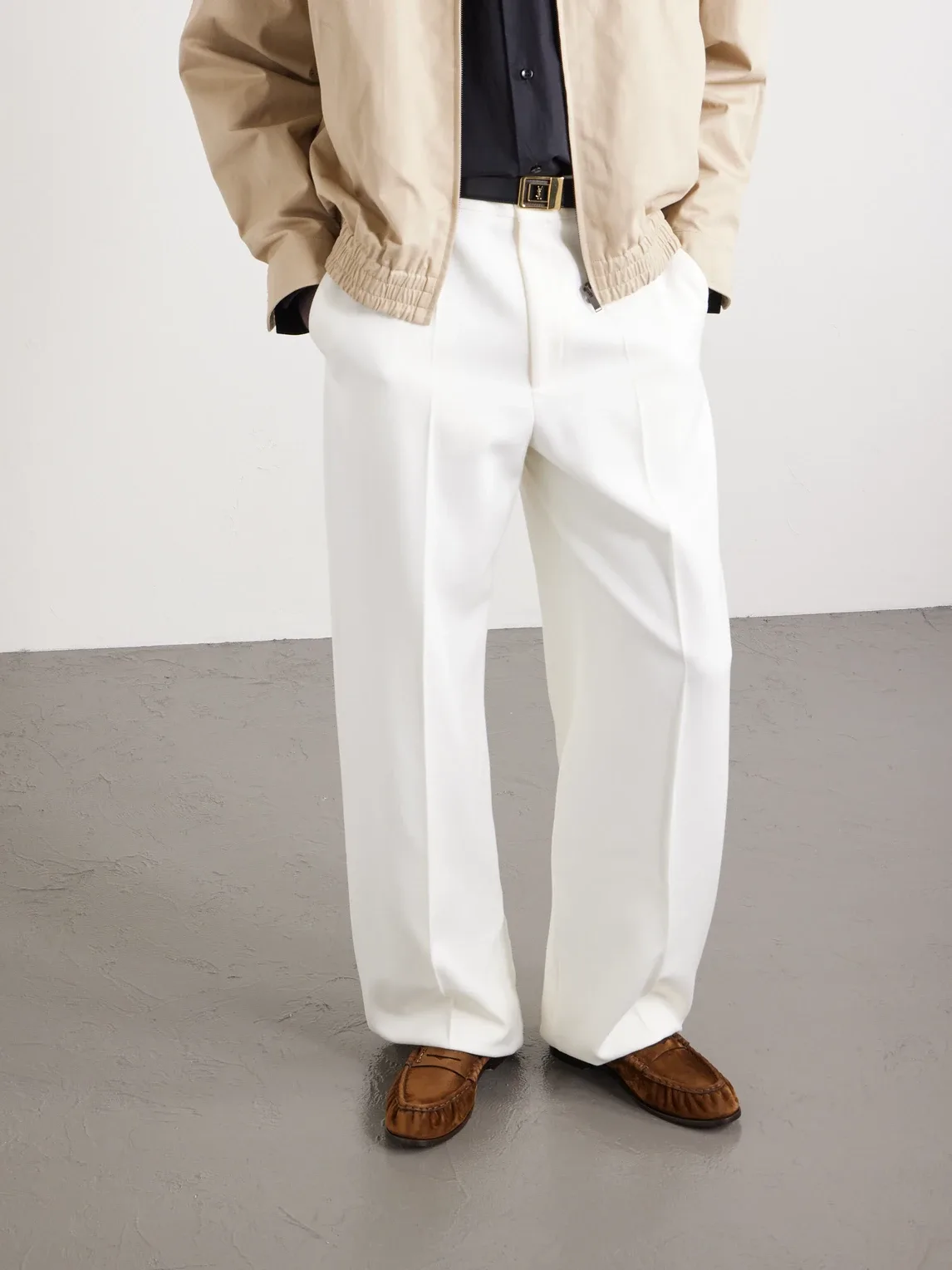 Le Loafer Monogram Logo-Appliquéd Suede Penny Loafers by Saint Laurent