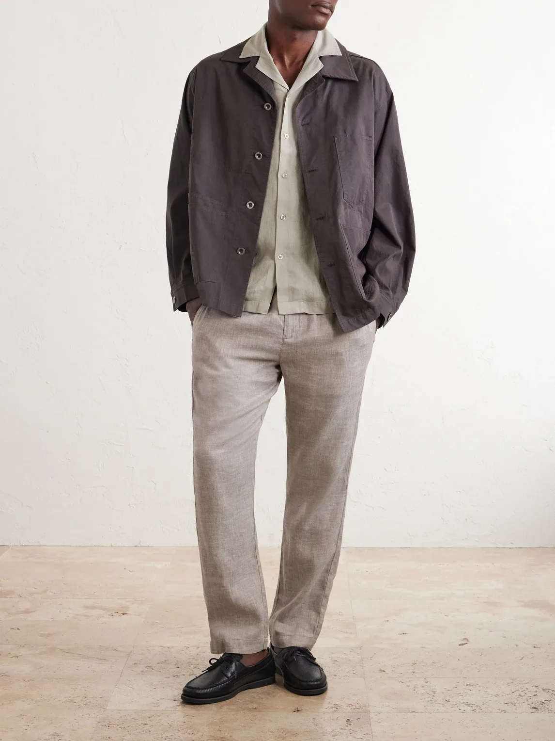 Oscar Straight-Leg Linen and Cotton-Blend Drawstring Trousers