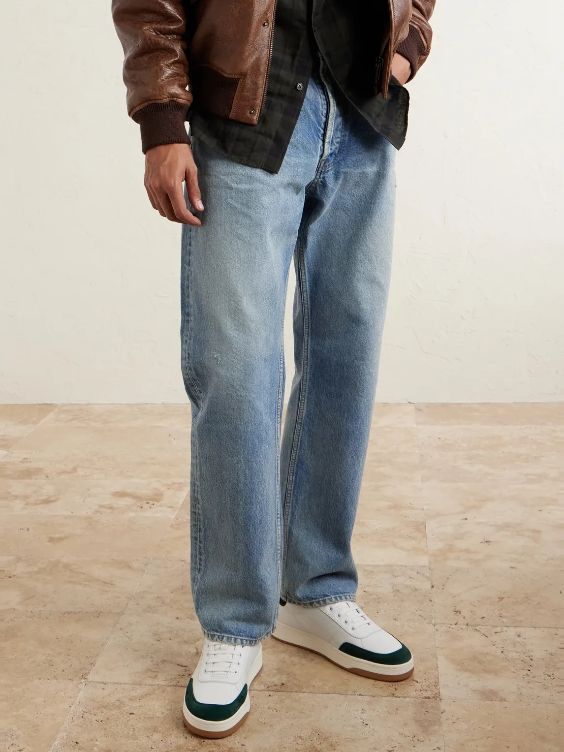 SL/61 Suede-Trimmed Leather Sneakers by Saint Laurent