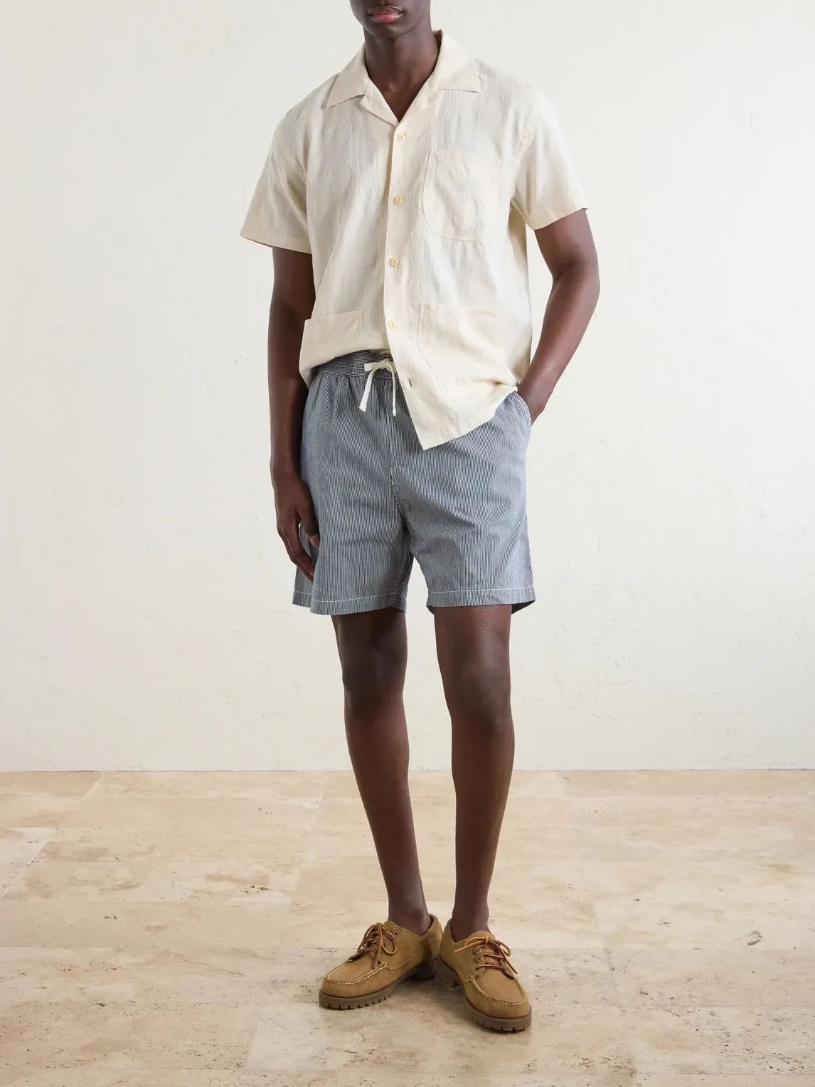 Camp-Collar Linen Shirt by Drakes