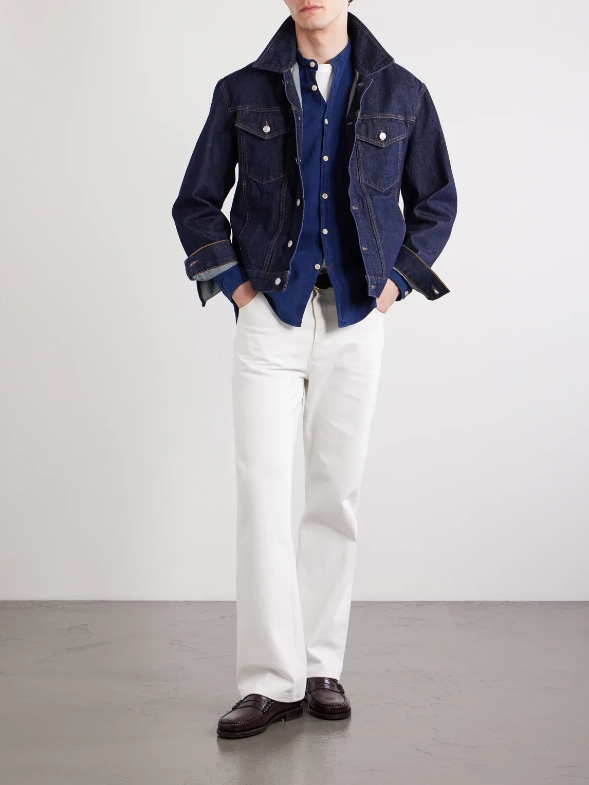 Kildale Grandad-Collar Cotton Shirt