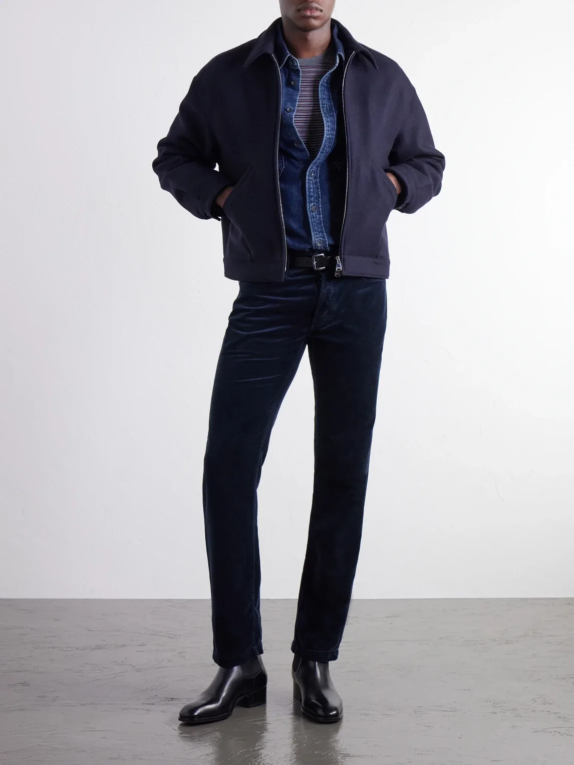 Straight-Leg Cotton-Velvet Trousers