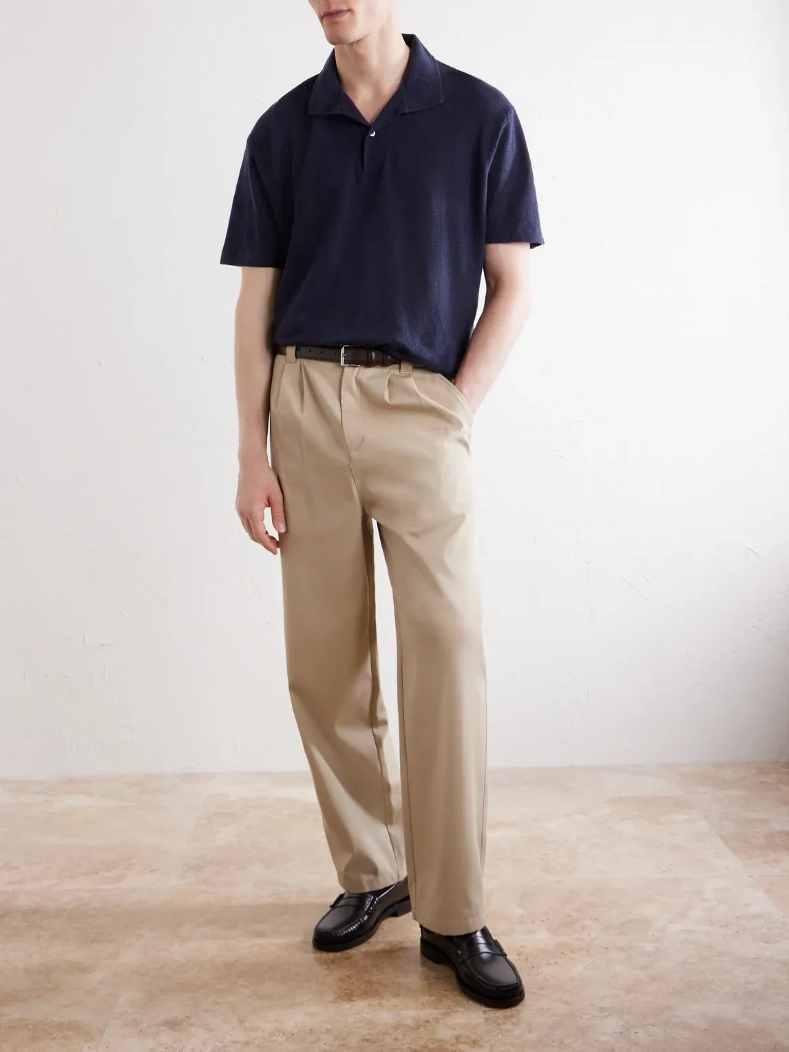 Linen-Piqu Polo Shirt