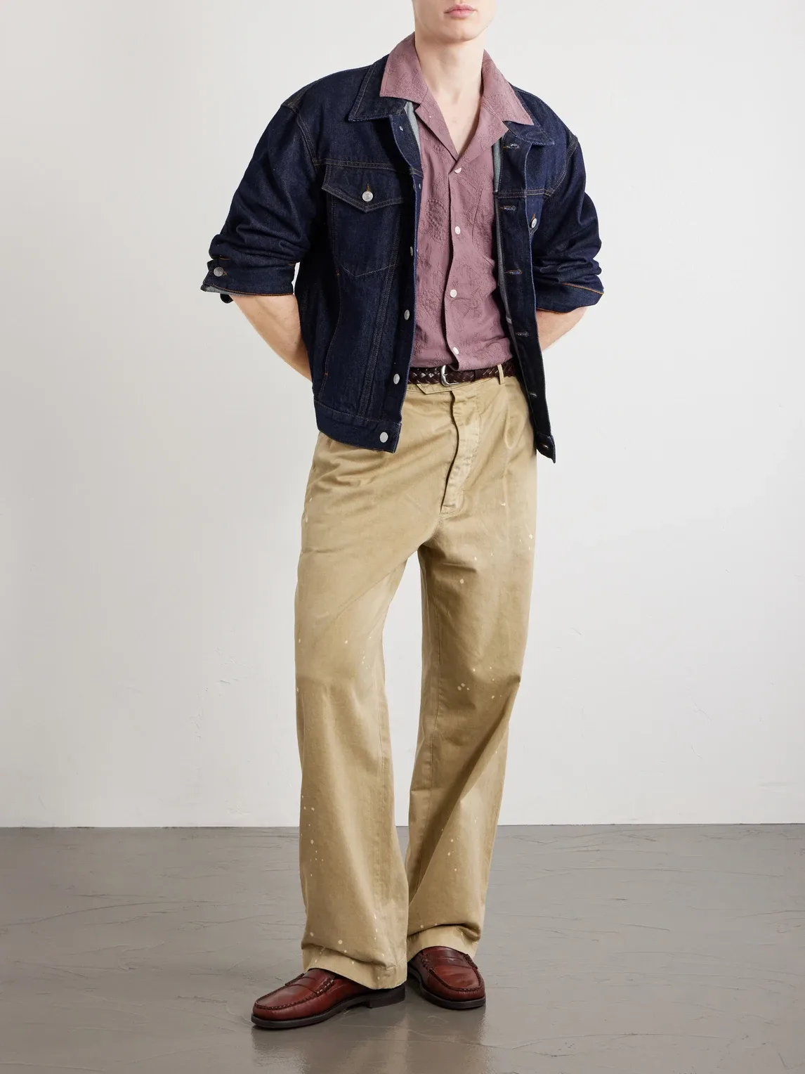 Camp Collar Paisley-Embroidered Cotton Shirt