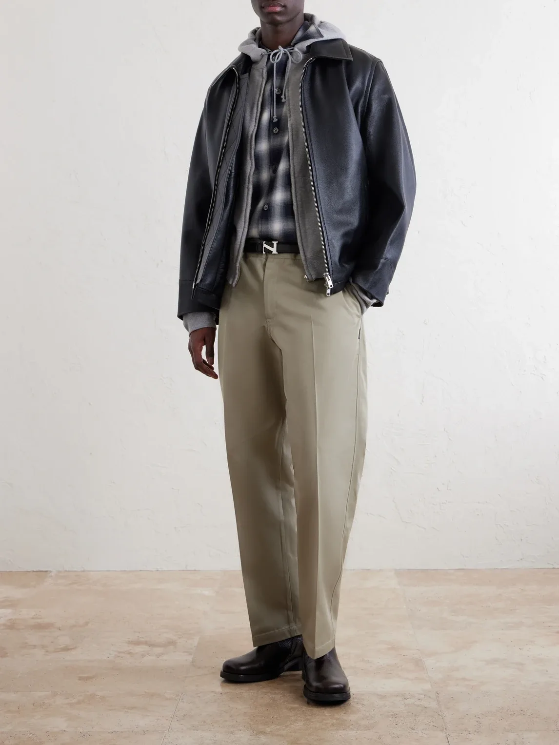 Straight-Leg Twill Trousers