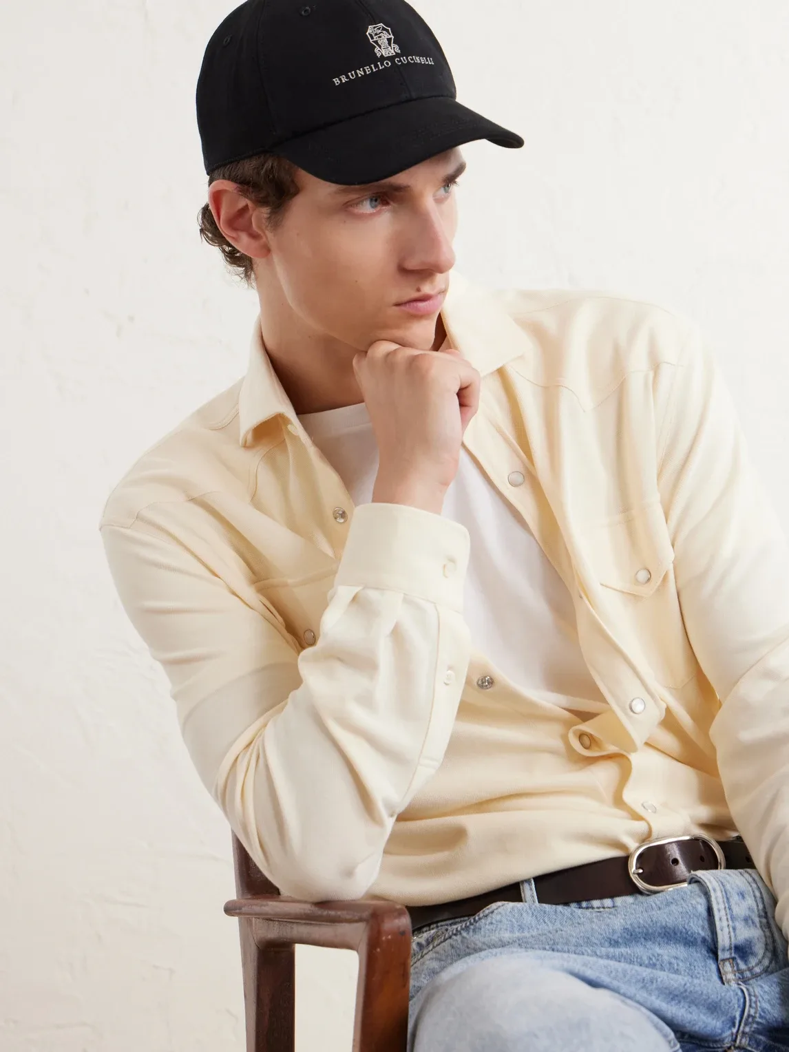 Logo-Embroidered Leather-Trimmed Cotton-Twill Baseball Cap by Brunello Cucinelli