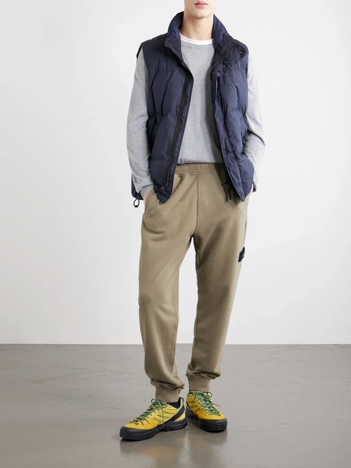 Logo-Appliquéd Brushed Cotton-Fleece Sweatpants by Stone Island