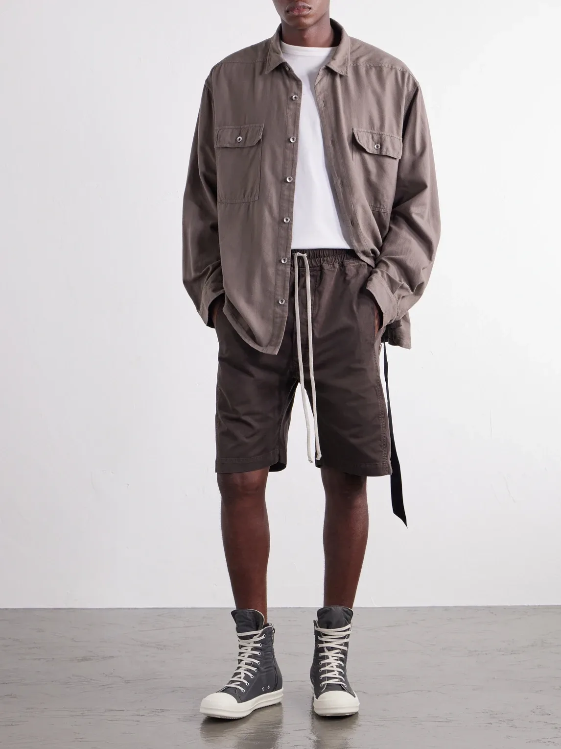 Drkshdw by Rick Owens Pusher Straight-Leg Cotton-Twill Shorts by Rick Owens