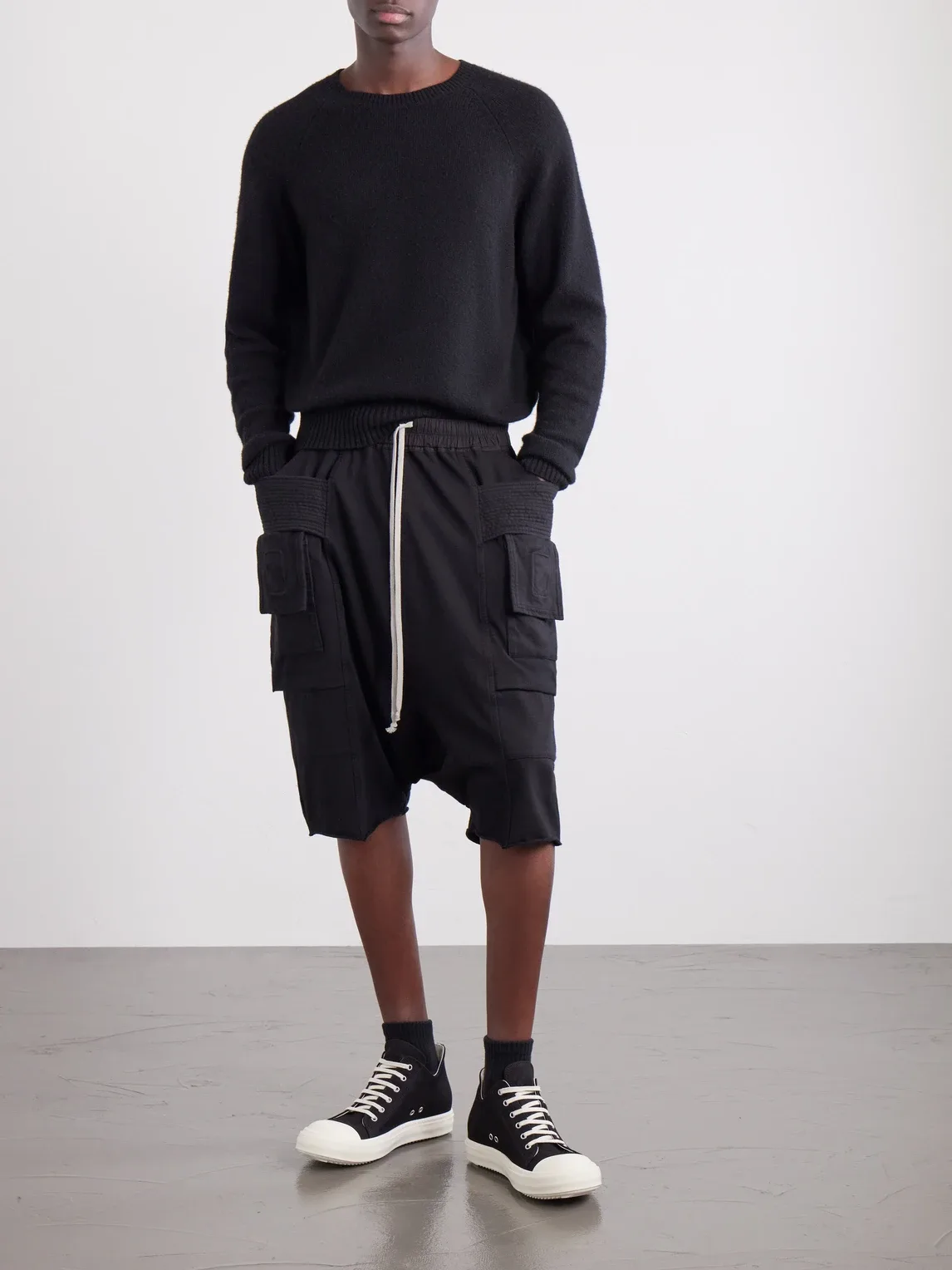 Drkshdw by Rick Owens Creatch Wide-Leg Cotton-Jersey Cargo Shorts by Rick Owens
