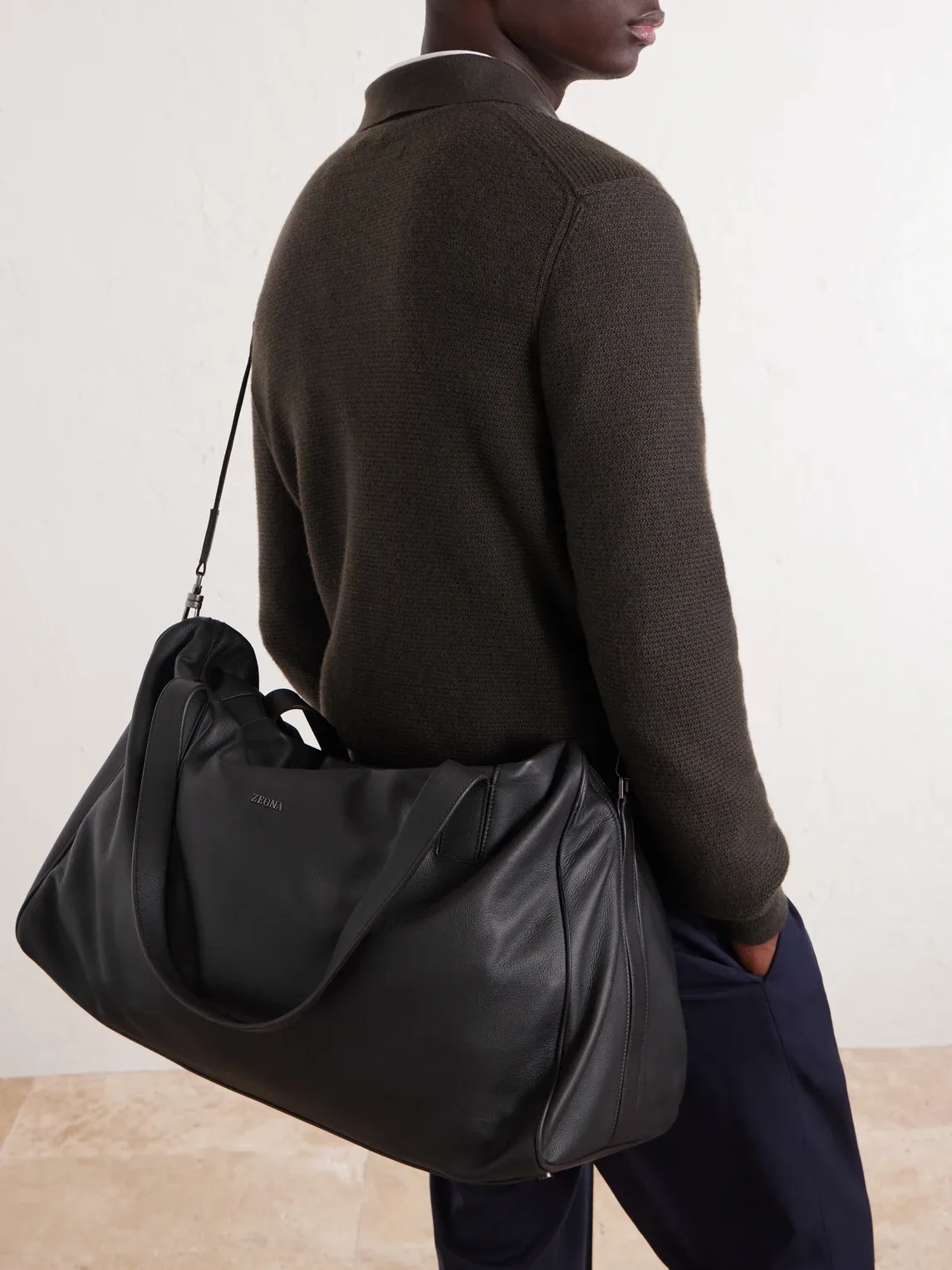 Leather Weekend Bag by Zegna