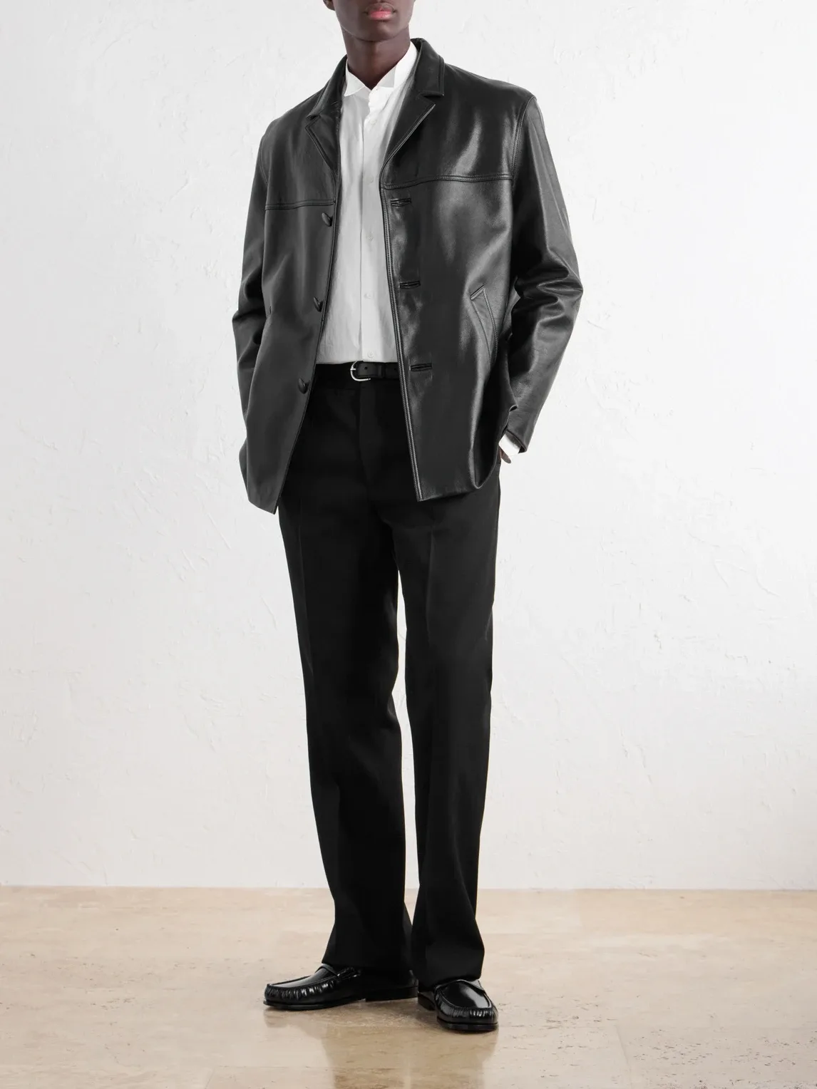 Panelled Full-Grain Leather Jacket by Totême
