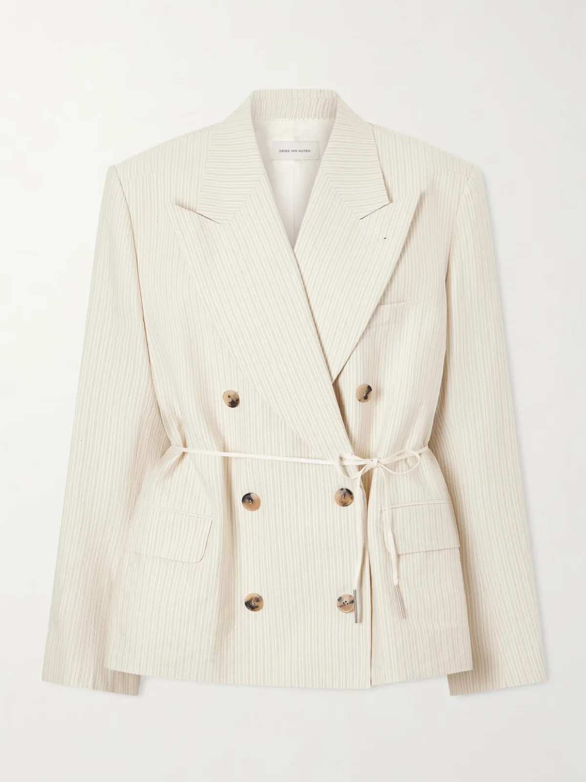 - Bosea Oversized Double-breasted Striped Cotton Blazer -