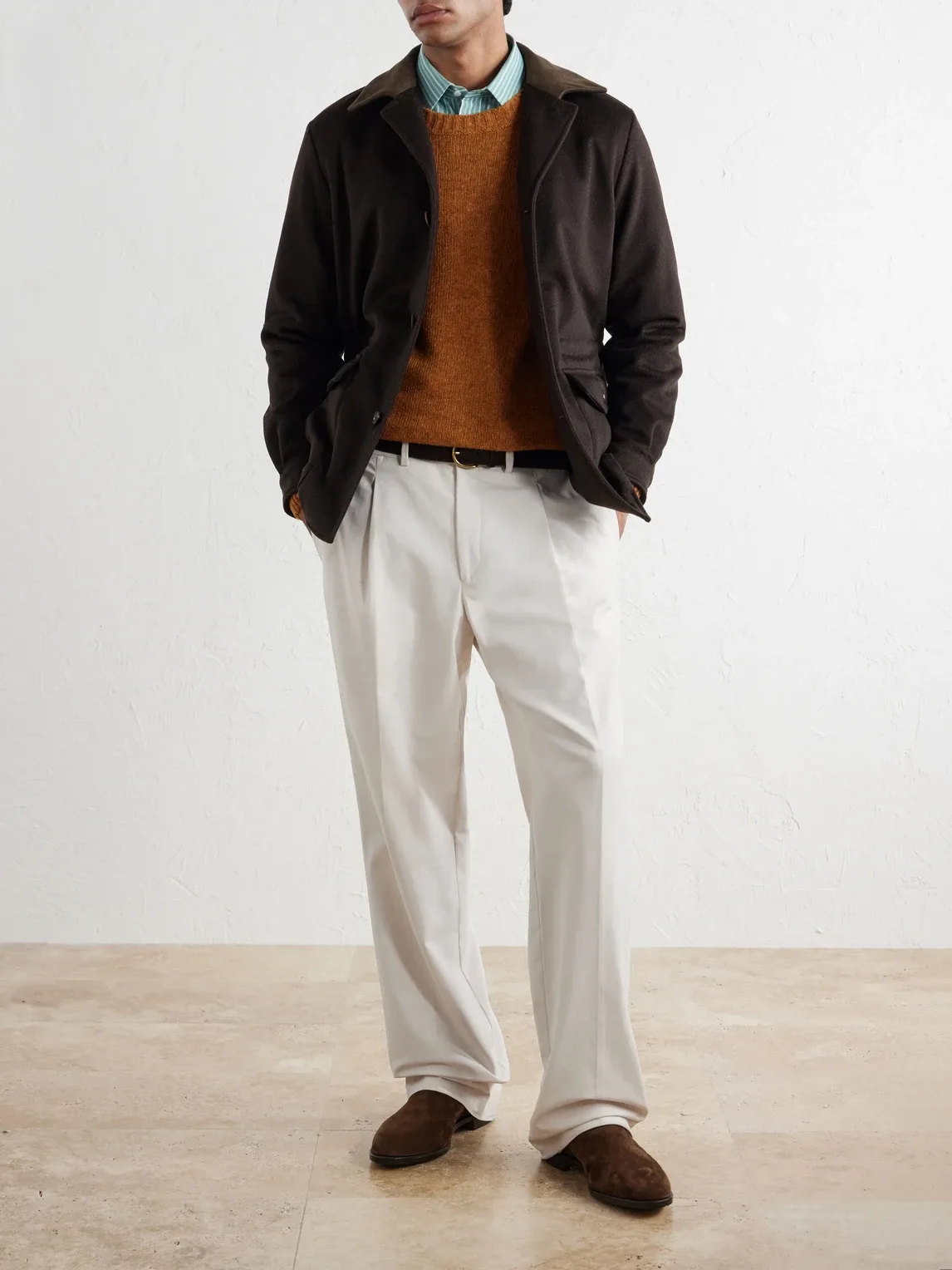 Dalila Suede-Trimmed Wool Jacket by Caruso