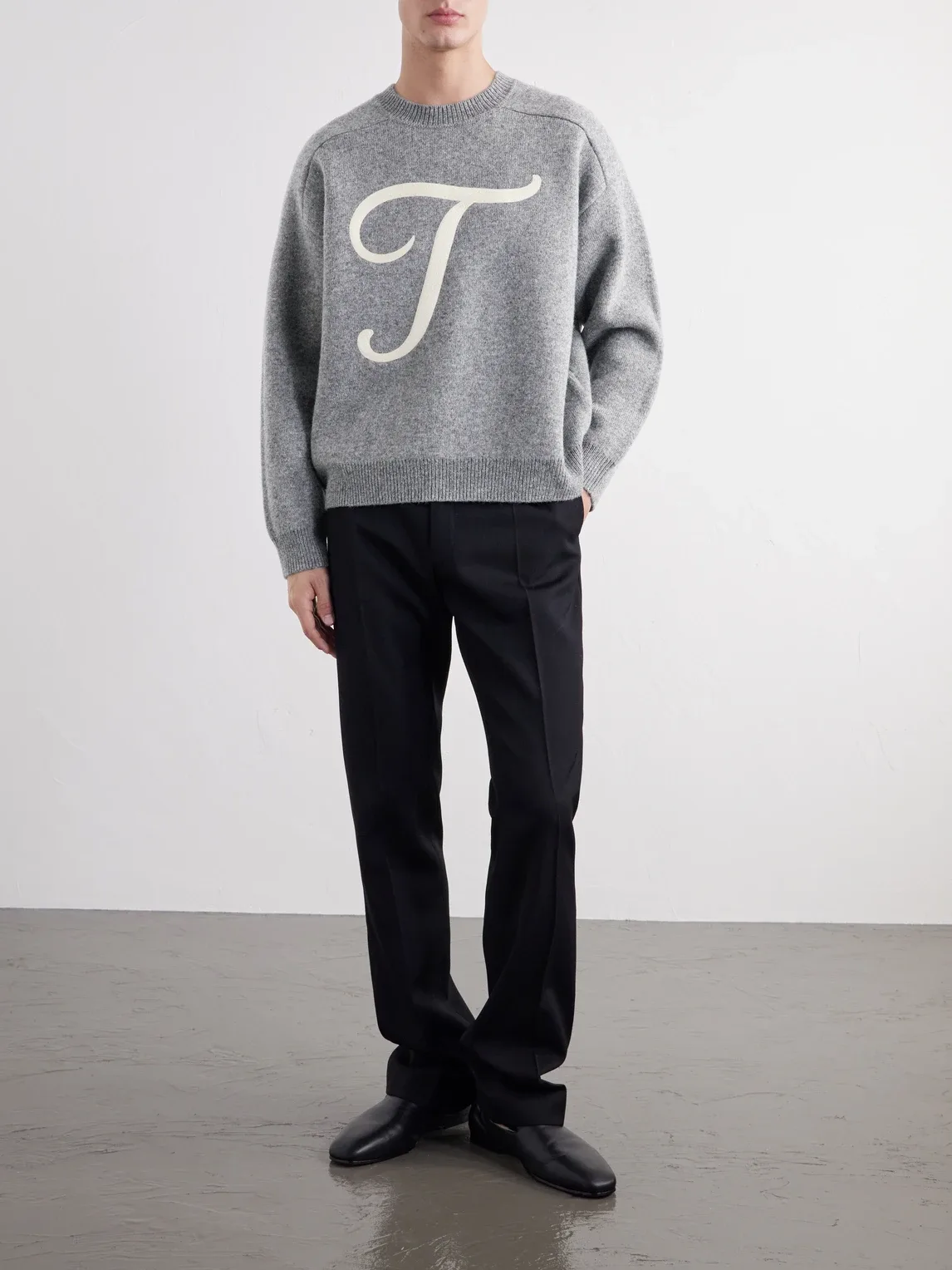 Logo-Embroidered Wool-Blend Sweater by Totême