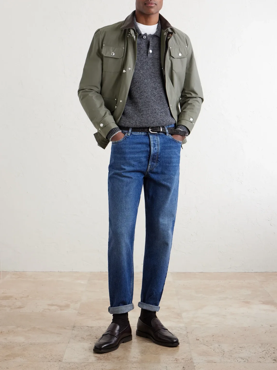 Alpaca-Blend Polo Sweater by Brunello Cucinelli