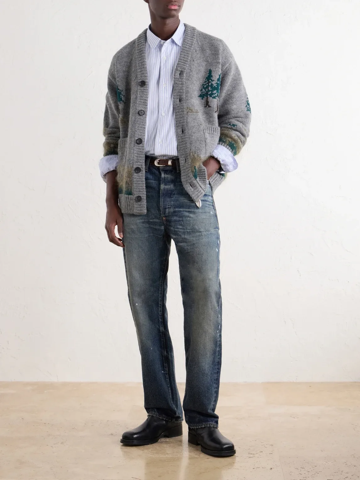 Striped Corduroy and Twill-Trimmed Cotton-Poplin Shirt by Junya Watanabe