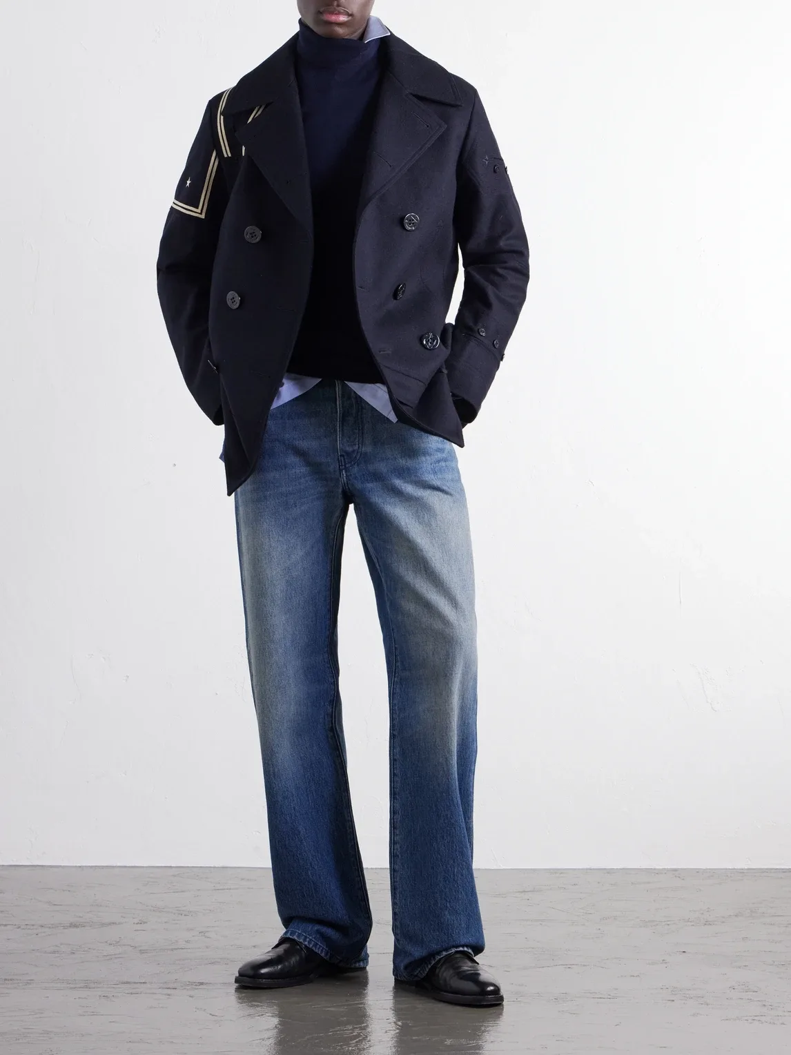 Double-Breasted Appliquéd Wool-Blend Felt Coat by Junya Watanabe