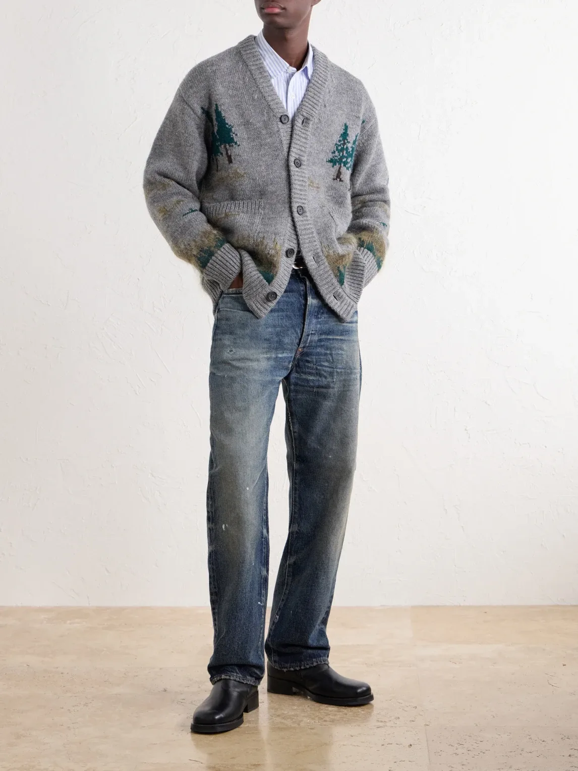 Intarsia-Knit Wool-Blend Cardigan by Junya Watanabe