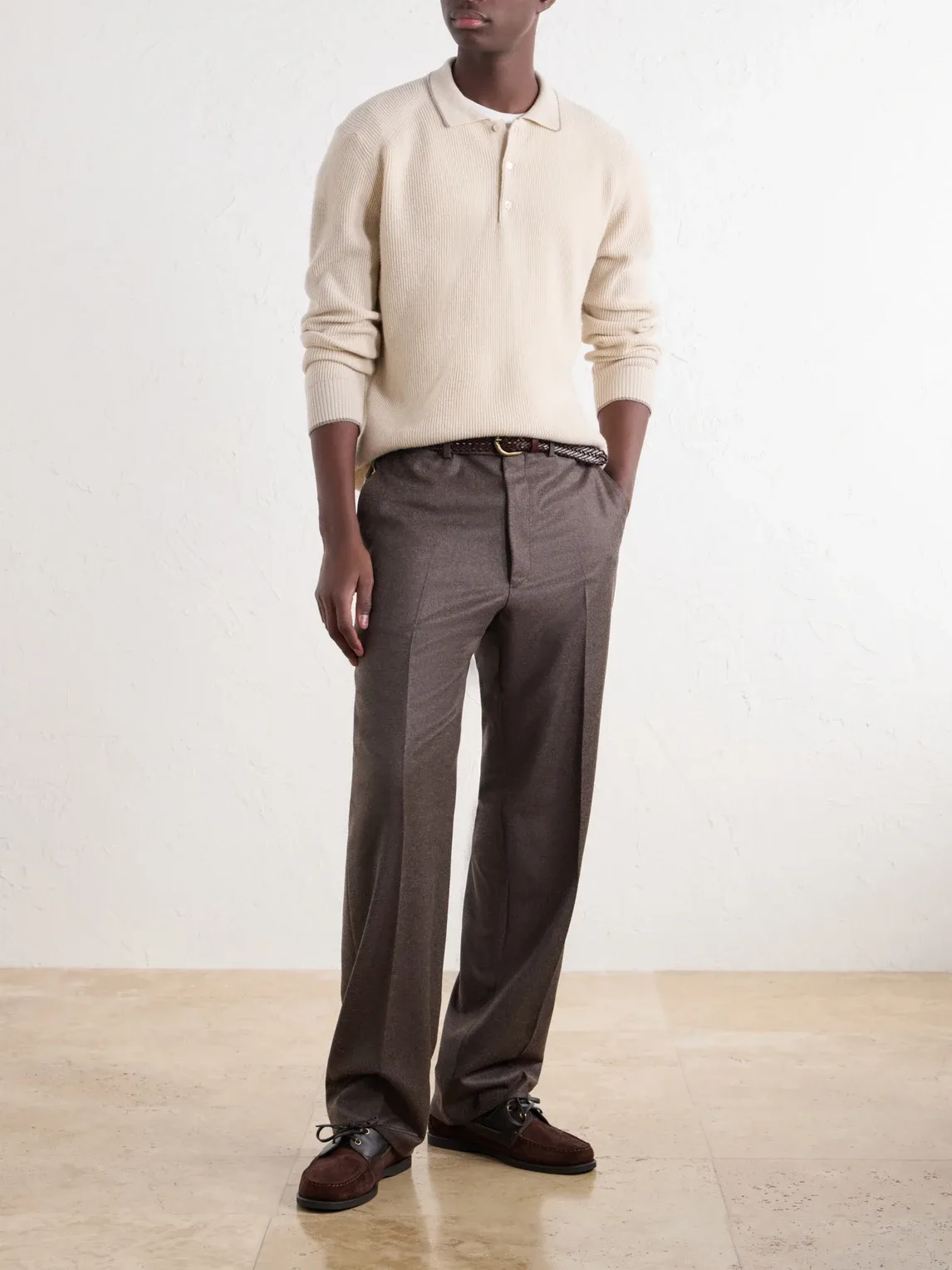Ribbed Virgin Wool Polo Shirt by Altea