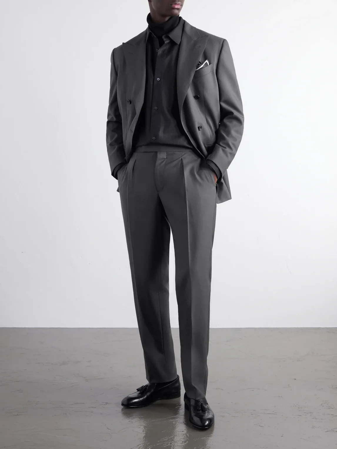 Tapered Pleated Wool-Twill Suit Trousers