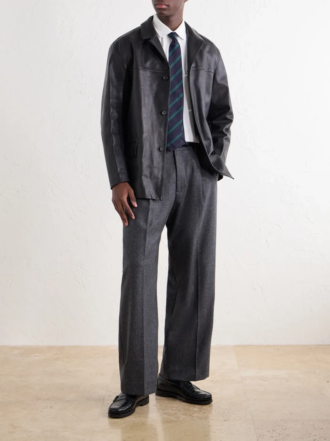 Kay 10073 Straight-Leg Pleated Herringbone Wool-Blend Trousers by Nn07