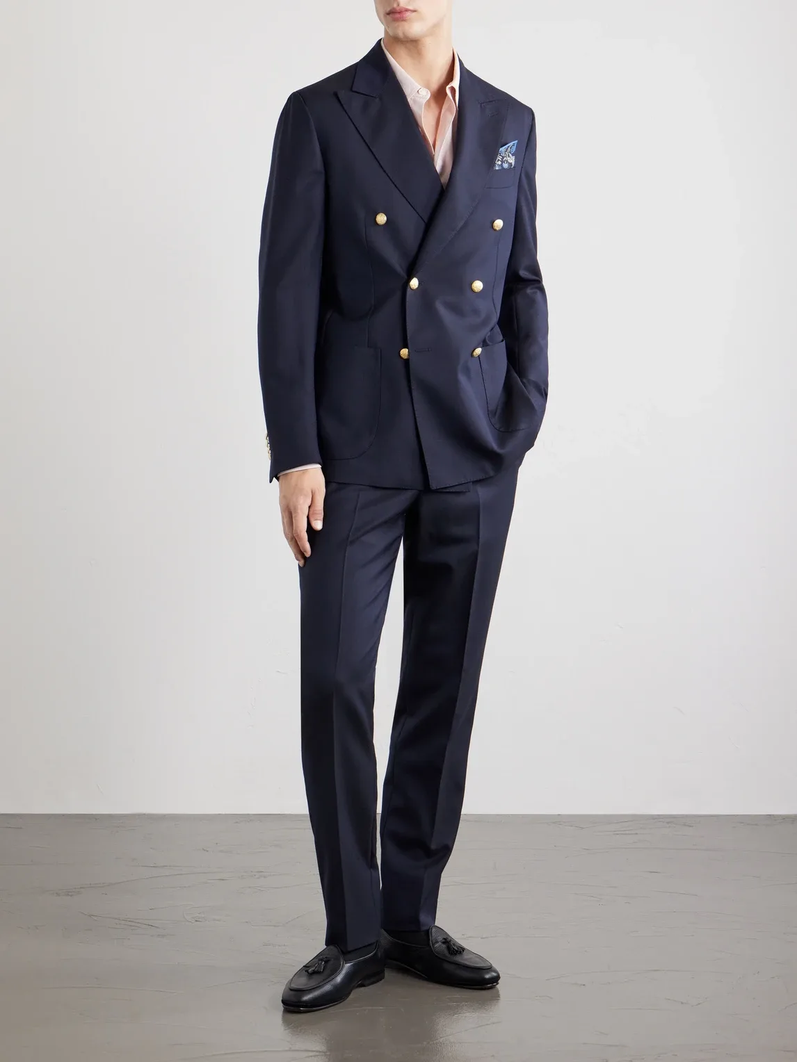 Vesuvio Double-Breasted Wool-Twill Suit Jacket