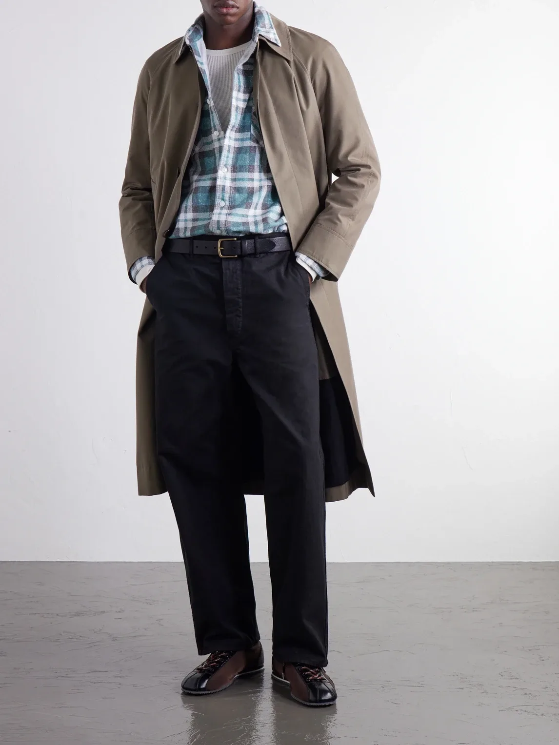 Straight-Leg Woven Herringbone Cotton Trousers