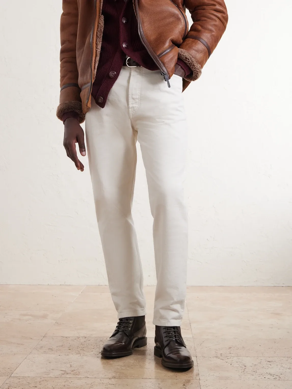 Suede-Trimmed Leather Lace-Up Derby Boots by Brunello Cucinelli
